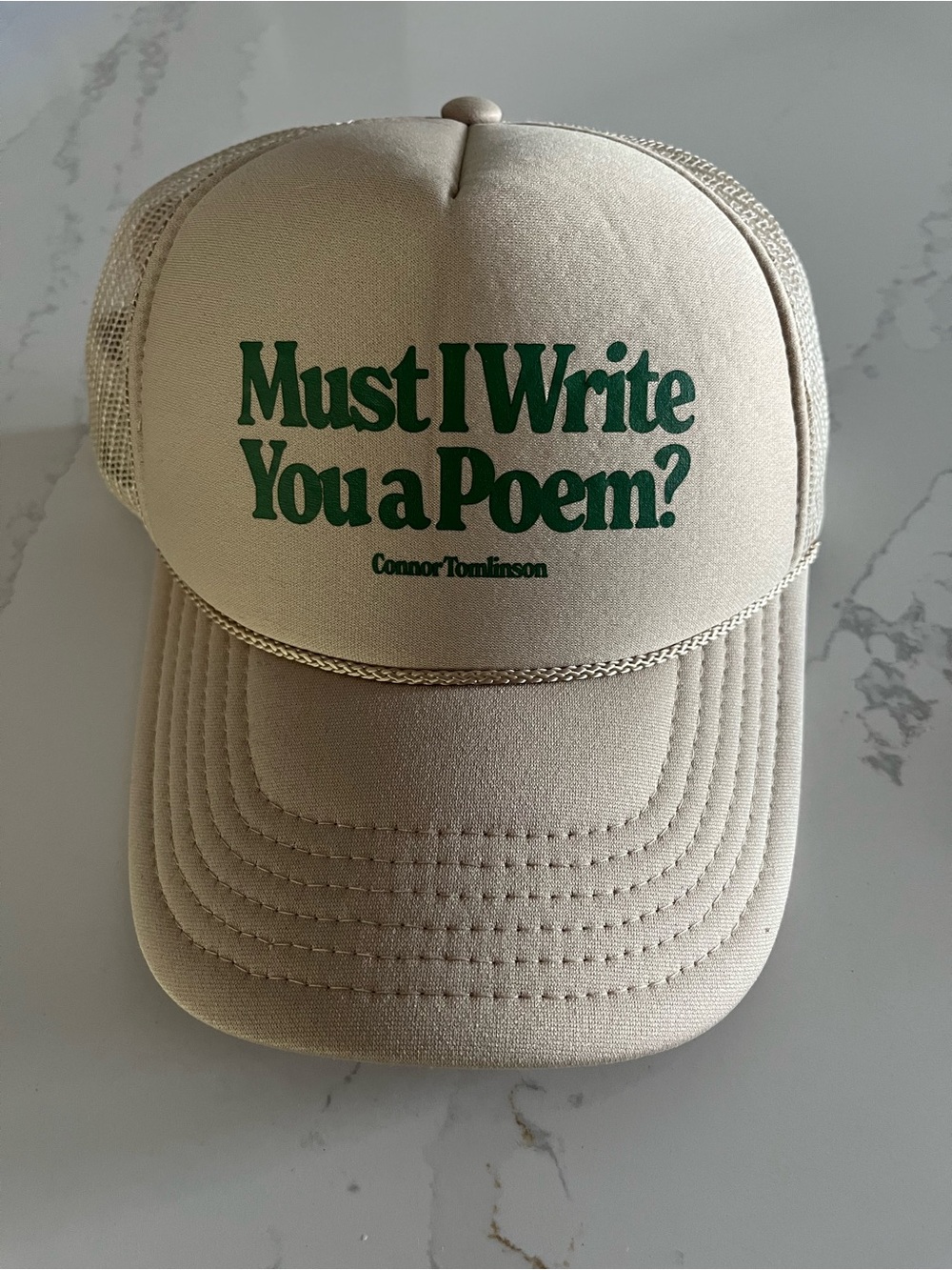 Love On The Spectrum Connor OTTO Beige Cap with Green Text OS